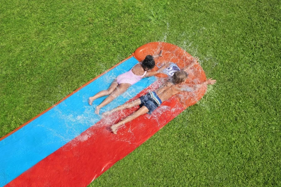 Bestway H2Ogo! 16-Foot Double Lane Water Slide with Tsunami Splash Ramp for Kids