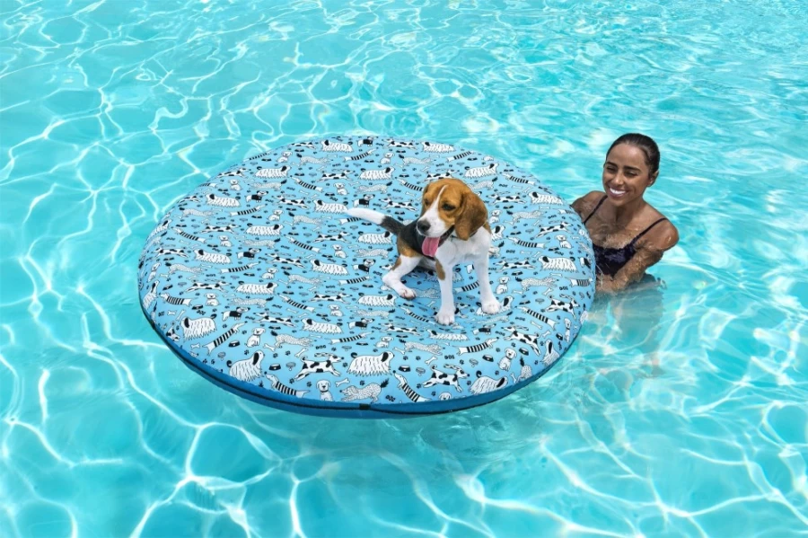 Bestway H2Ogo! 55-Inch Multicolor Dog Pool Float with Puncture-Resistant Cover for Pets