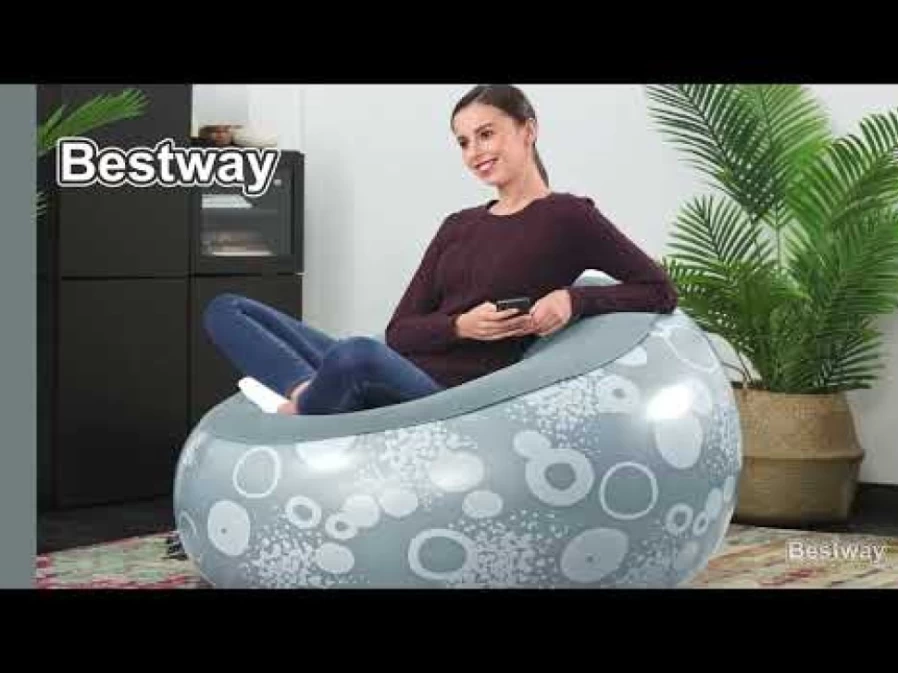 Bestway Inflatable Chair - Portable, Comfortable Gray Inflate-A-Chair for Indoor & Outdoor Use
