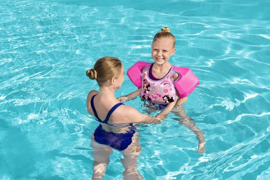 Bestway Minnie Mouse Pink Kids Swim Vest with Arm Bands for Water Safety Training