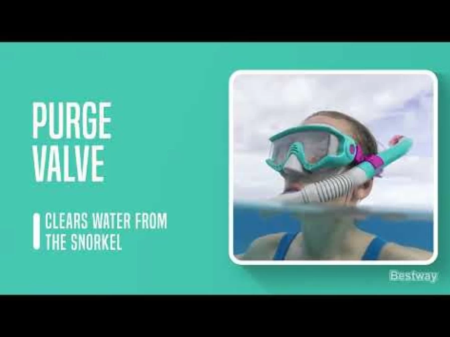 Bestway Unisex Adult Snorkel Set with Fins - Teal Spark Wave Snorkeling Gear for Ages 14+
