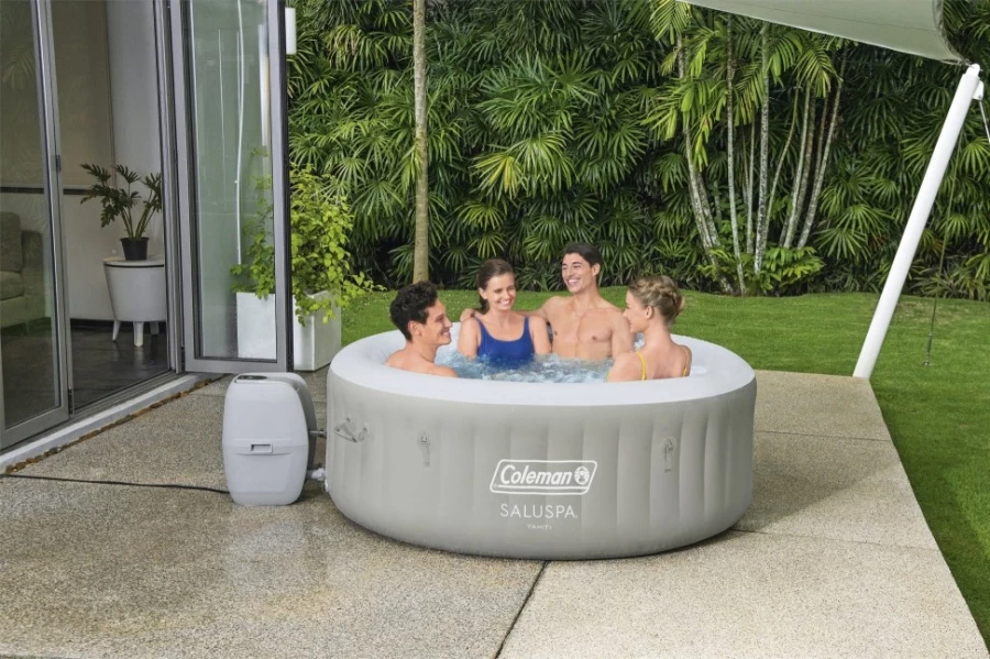 Bestway 2-4 Person Inflatable Hot Tub Spa with AirJet Massage and LED Lights