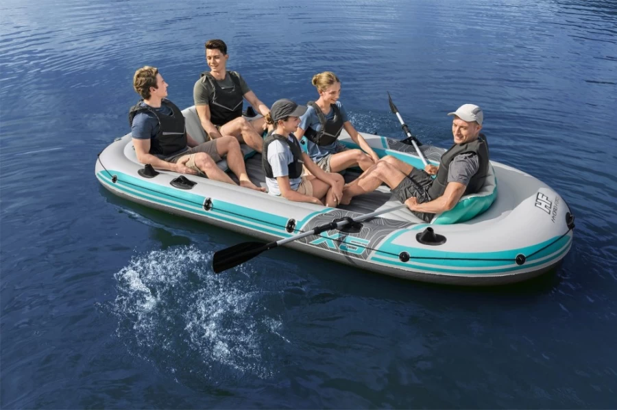 Bestway Hydro-Force Adventure Elite X5 Inflatable Raft Set - 11'11" Heavy-Duty PVC Dinghy for Outdoor Water Sports