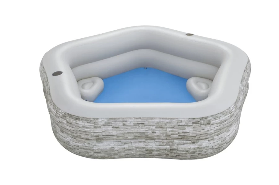 Bestway H2Ogo! Truprint Stone Inflatable Family Kiddie Pool, Soft-Sided, 7ft x 6.9ft x 21in, Outdoor Summer Water Fun for Kids and Adults