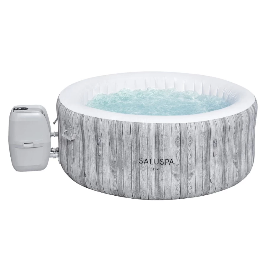 Bestway Saluspa Fiji Inflatable Hot Tub – 2-4 Person Portable Spa with 120 Air Jets, 177 Gallon Capacity, Gray, Heats Up to 104°F