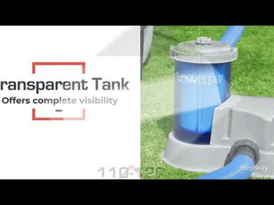 Bestway Flowclear 1500 Gallon Above Ground Pool Sand Filter Pump with Transparent Lid