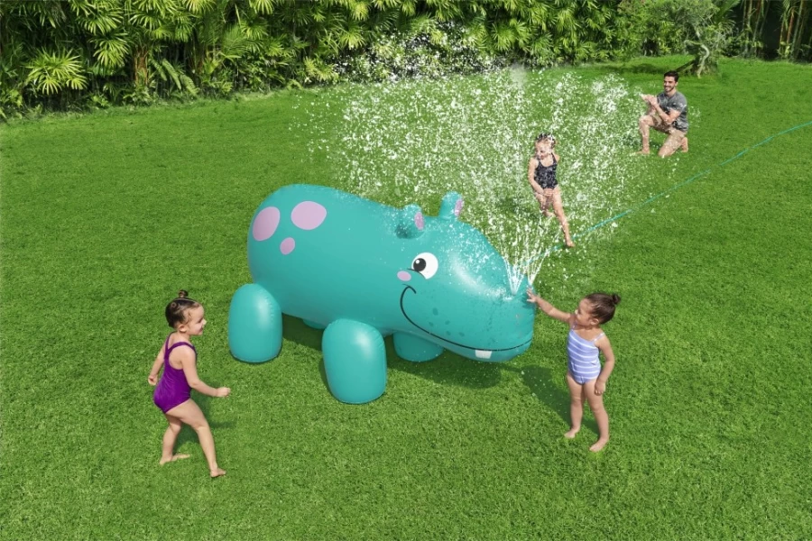 Bestway H2Ogo! Jumbo Hippo Inflatable Sprinkler for Kids – Outdoor Water Play Toy