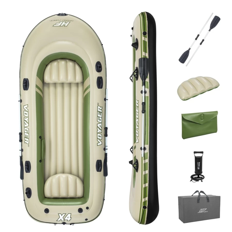 Bestway Hydro-Force Voyager X4 11'6" Inflatable Raft Set with Pump & Oars for Outdoor Water Adventures