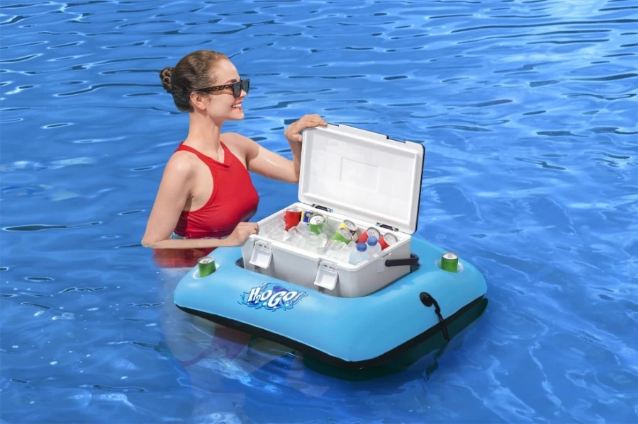Bestway H2Ogo! 32 Inch Chill N' Sip Blue Cooler Pool Float for Adults, 10-28 Quart Capacity, Unisex Inflatable Lounge Raft