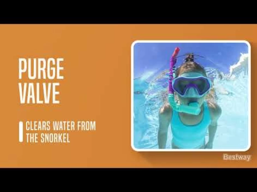 Bestway Crusader Youth Snorkel Set with Fins for Kids Ages 7+ | Pink Swimming Gear for Girls | Junior Snorkeling Equipment