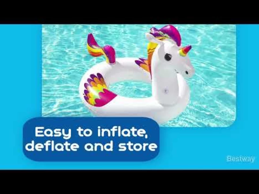 Bestway H2Ogo! Fantasy Unicorn Inflatable Swim Ring for Kids, 47" x 36" Pool Float, Fun Water Toy for Summer