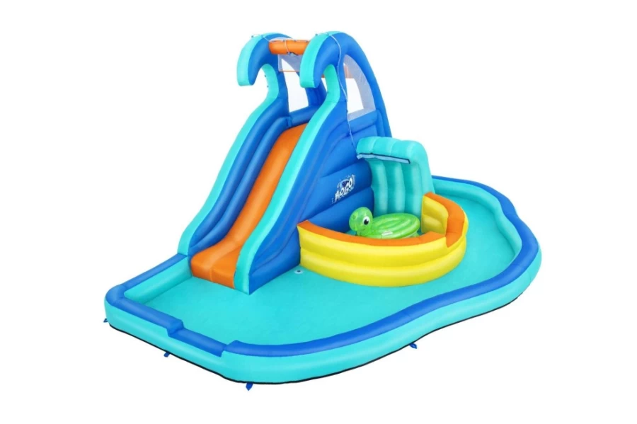 Bestway H2Ogo! Wavetastic 16-Foot Inflatable Water Park for Kids with Turtle Pool Float Ride-On