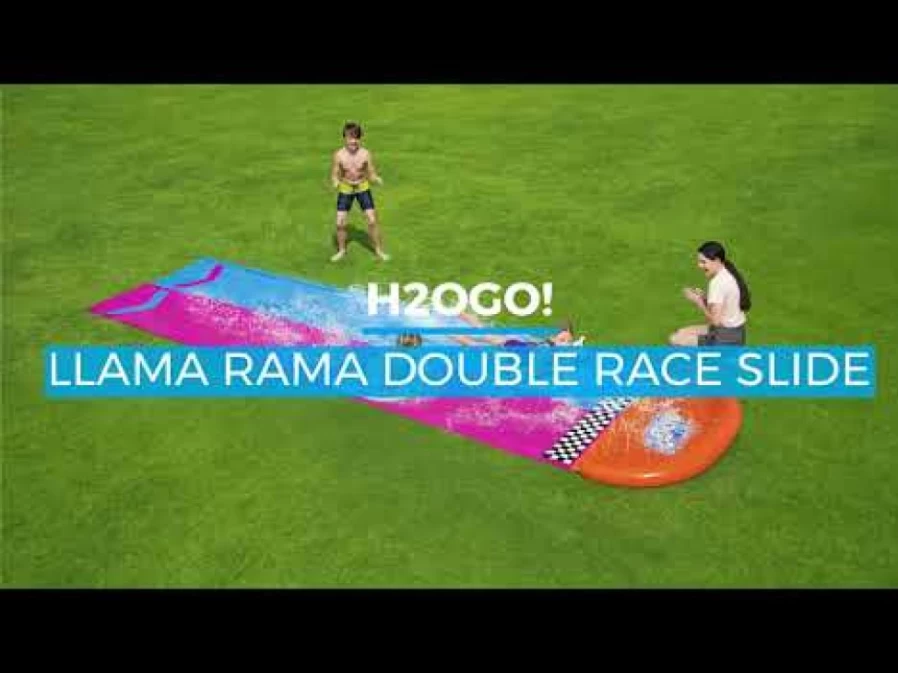 Bestway H2Ogo! Llama Rama Double Lane 16ft Inflatable Water Slide for Backyard Fun