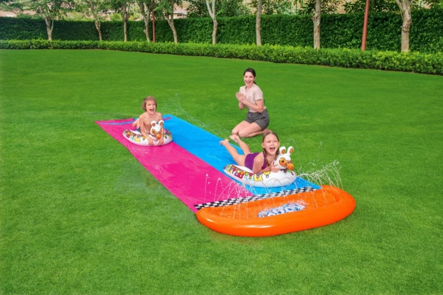 Bestway H2Ogo! Llama Rama Double Lane 16ft Inflatable Water Slide for Backyard Fun