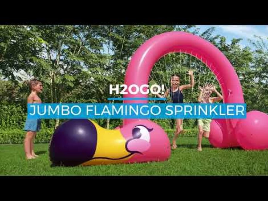 Bestway H2Ogo! Jumbo Pink Flamingo Inflatable Sprinkler Arch for Kids - Outdoor Water Play Toy