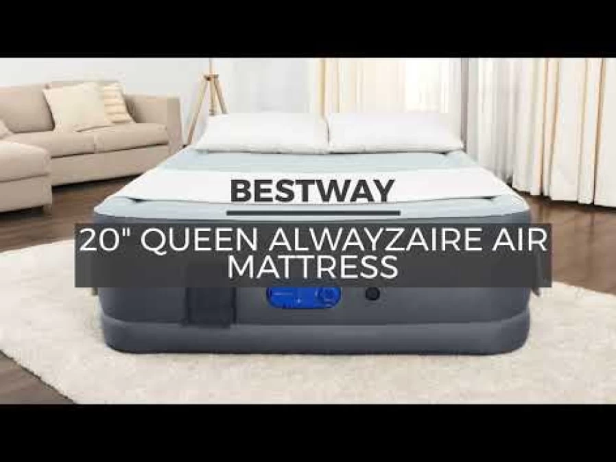 Bestway Alwayzaire Queen Air Mattress with Built-In Dual Pump, 20" Height, Antimicrobial Coating, Durable Tough Guard Design