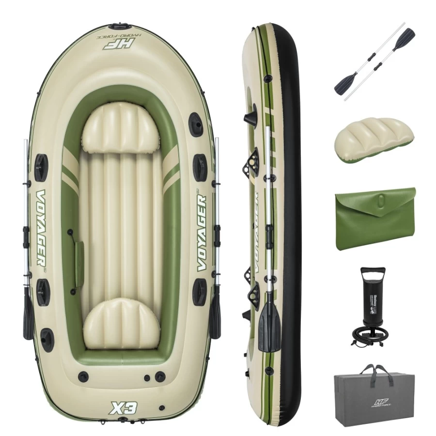 Bestway Hydro-Force Voyager X3 9.8-Foot Inflatable Raft Set for Outdoor Water Adventures