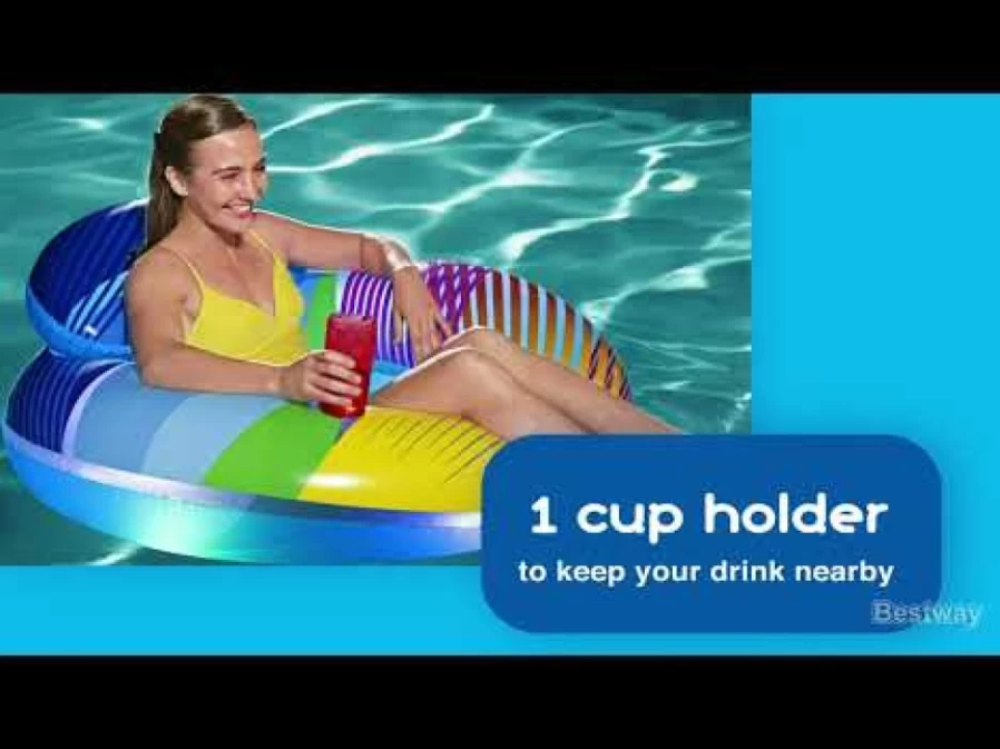 Bestway H2Ogo! Swim Bright 46-Inch LED Light-Up Pool Float Tube for Night Swimming