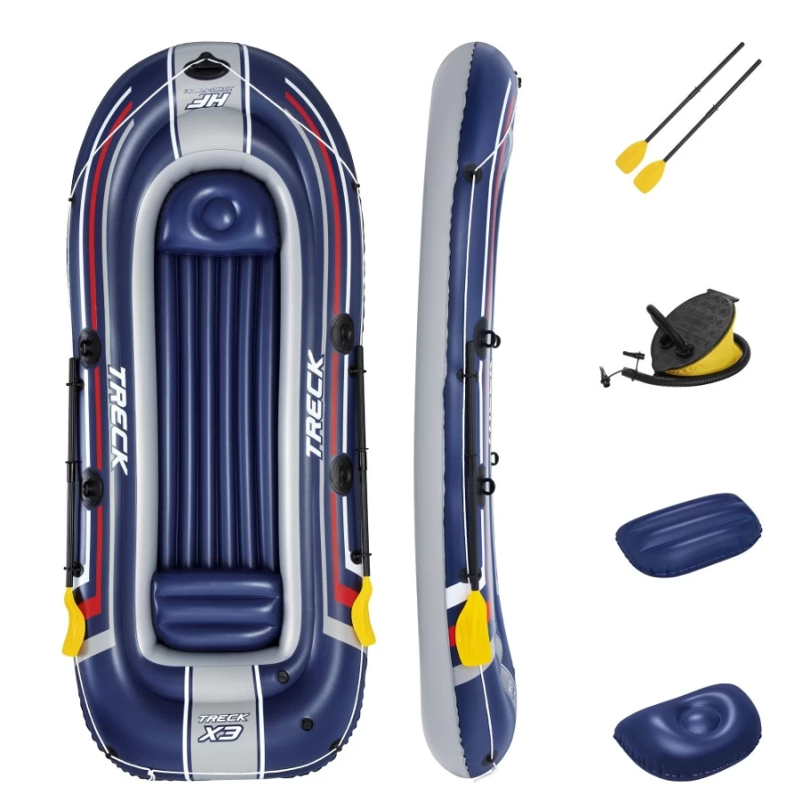 Bestway Hydro-Force Treck X3 Inflatable Raft Set - Heavy Duty PVC, Portable Outdoor Water Raft for Camping & Fishing