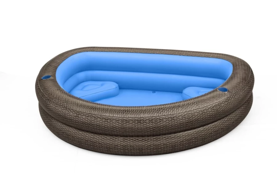 Bestway H2Ogo! Truprint Inflatable Kiddie Pool for Family, Soft-Sided Wicker Design, 7.7ft X 70in X 21in, Outdoor Summer Water Fun