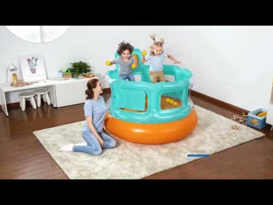 Bestway Hops 'N Hoops Bouncer Inflatable Play Center with 6 Colorful Balls for Kids Outdoor Fun